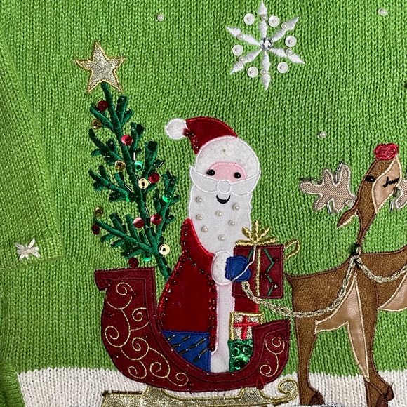 Christmas sweater Santa and Rudolph Ugly Christmas sweater - Picture 2 of 9